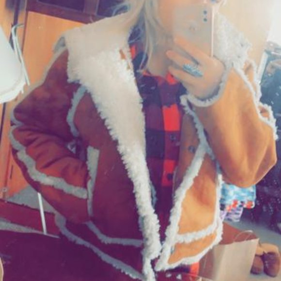 FREE PEOPLE VEGAN Leather Shearling SHERPA HOODED Jacket - Picture 5 of 13